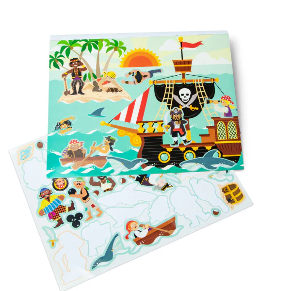 Melissa & Doug Set de Stickers Reutilizables con Relieve Piratas – vista 1