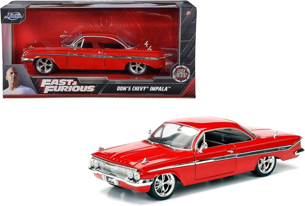 Fast & Furious Dom's 1961 Chevy Impala Rojo Auto a Escala 1:24 – Jada Toys