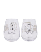 Dos vasos de cristal Super Mario de 510 ml con estrella y champiñón grabados
