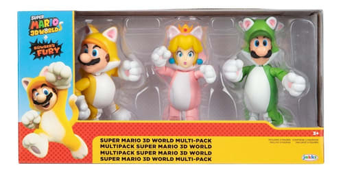 Super Mario 3D World Bowser's Fury Pack 3 Figuras Cat Mario, Luigi y Peach – vista 1