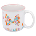 Tazón de cerámica blanco Minnie con moño geométrico de colores y borde rosado