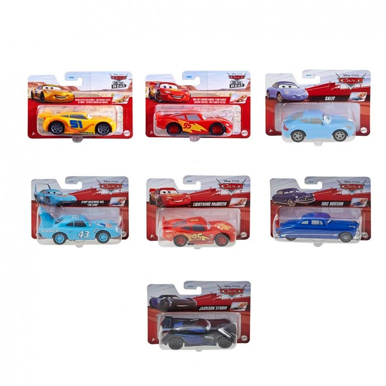 Autos Cars pullback de Disney Pixar en su empaque blíster, varios personajes del surtido