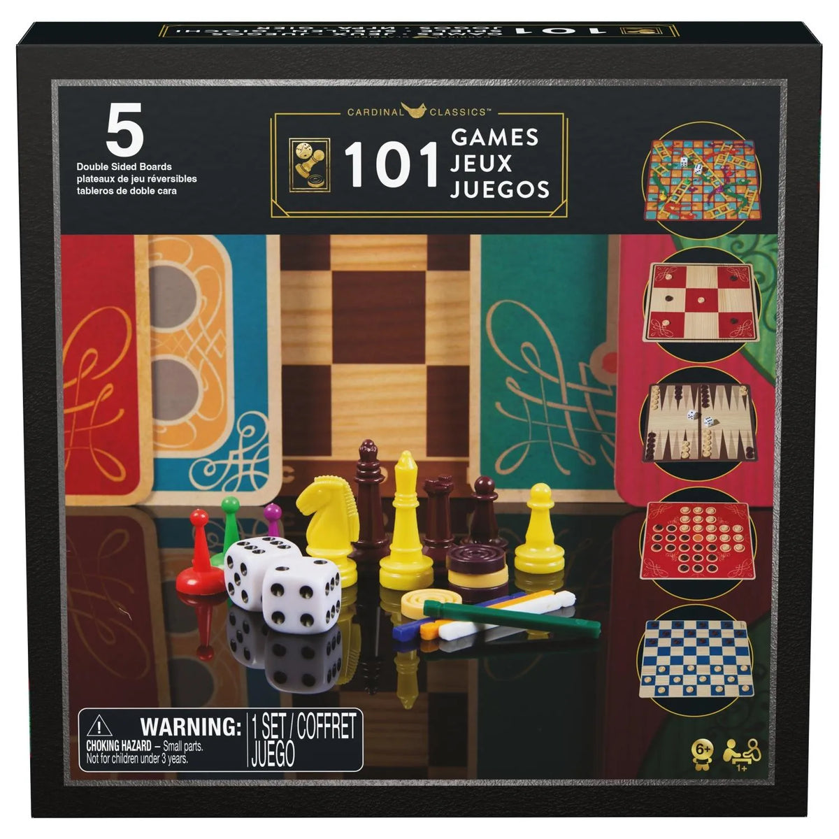 Juego Familiar 101 Juegos Clásicos con 5 Tableros Doble Cara – vista 1