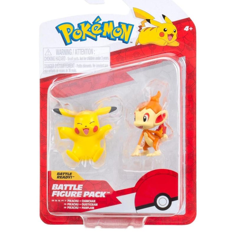 Empaque Battle Figure Pack de Pokémon con Pikachu y Chimchar, vista frontal