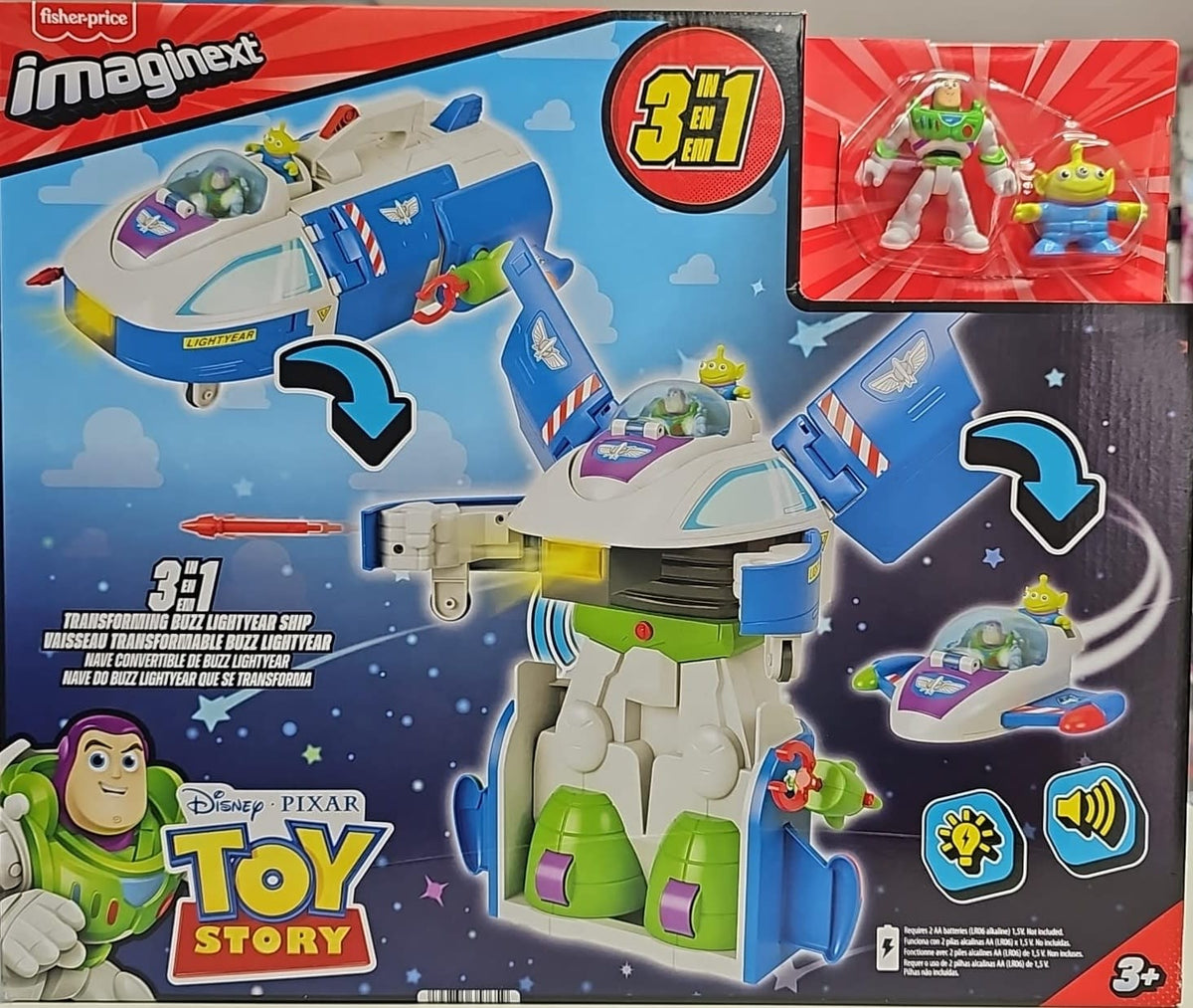 Imaginext Toy Story Bot Transformador de Buzz 3 en 1 con Luces y Sonidos – vista 1