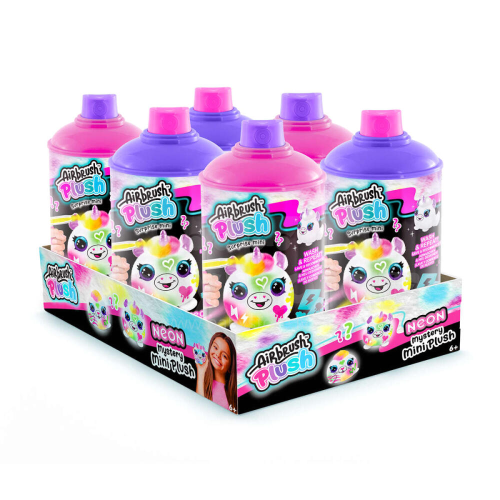Exhibidor con seis tarros Airbrush Plush Mini Mystery Neon
